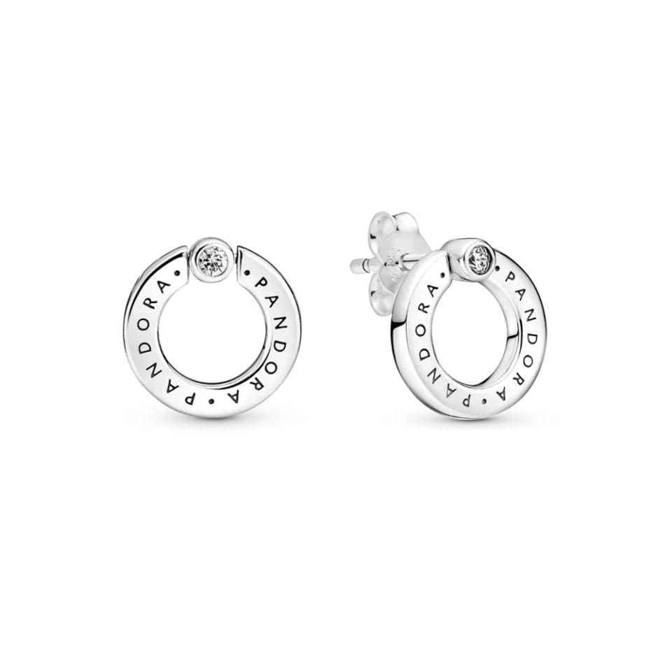 Серьги двусторонние No Brand Кольца с паве и логотипом 299486C01 (2556917174)