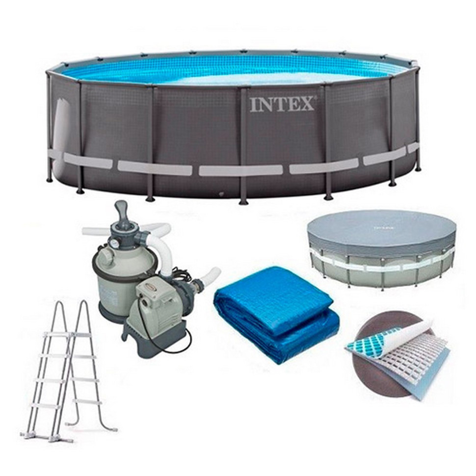 Бассейн каркасный Intex ULTRA FRAME POOL 610х122 см 30079 л Серый (26334)