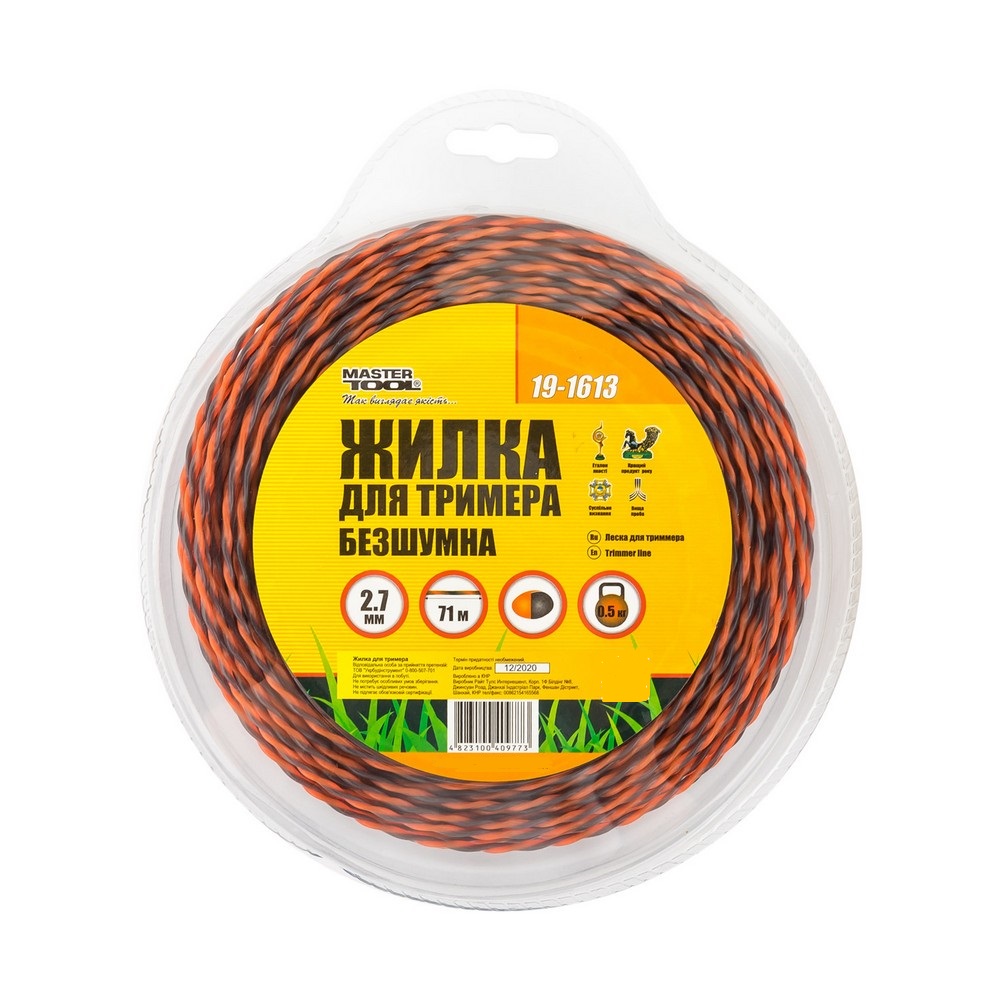 Леска для триммера бесшумная MASTERTOOL SPIRAL 2.70 мм 71 м двухцветная (19-1613)
