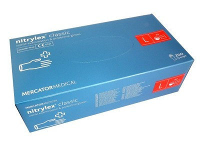 Рукавички нітрилові, неопудрені Mercator Medical Nitrylex Classic розмір L-100 шт Синій