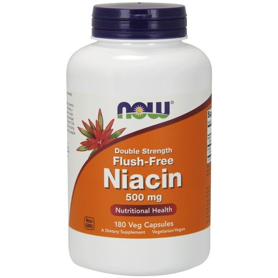 Ниацин NOW Foods Flush-Free Niacin 500 mg Double Strength 180 Veg Caps