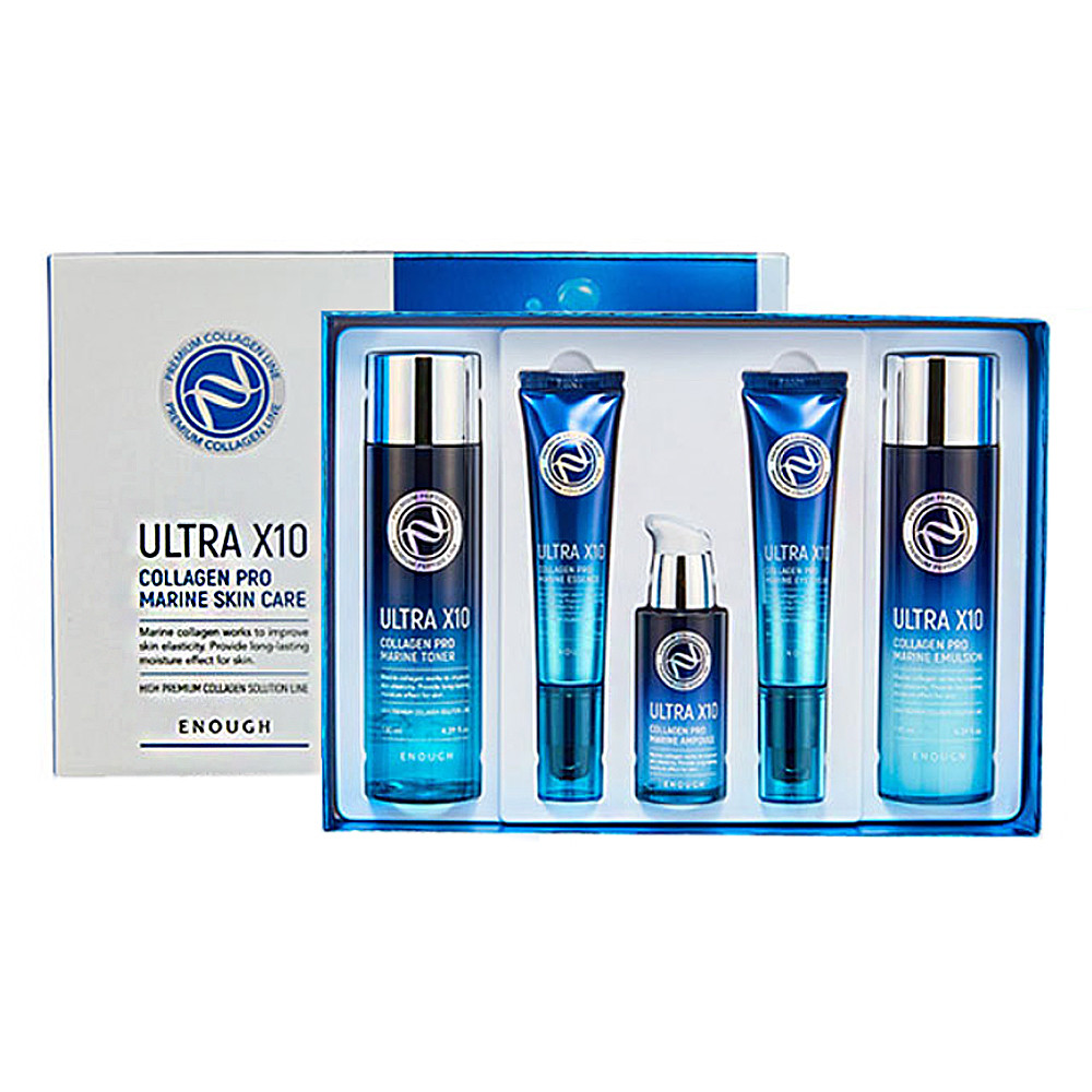 Набор омолаживающих средств с коллагеном Enough Ultra X10 Collagen Pro Marine 5 Set (8809438485616)