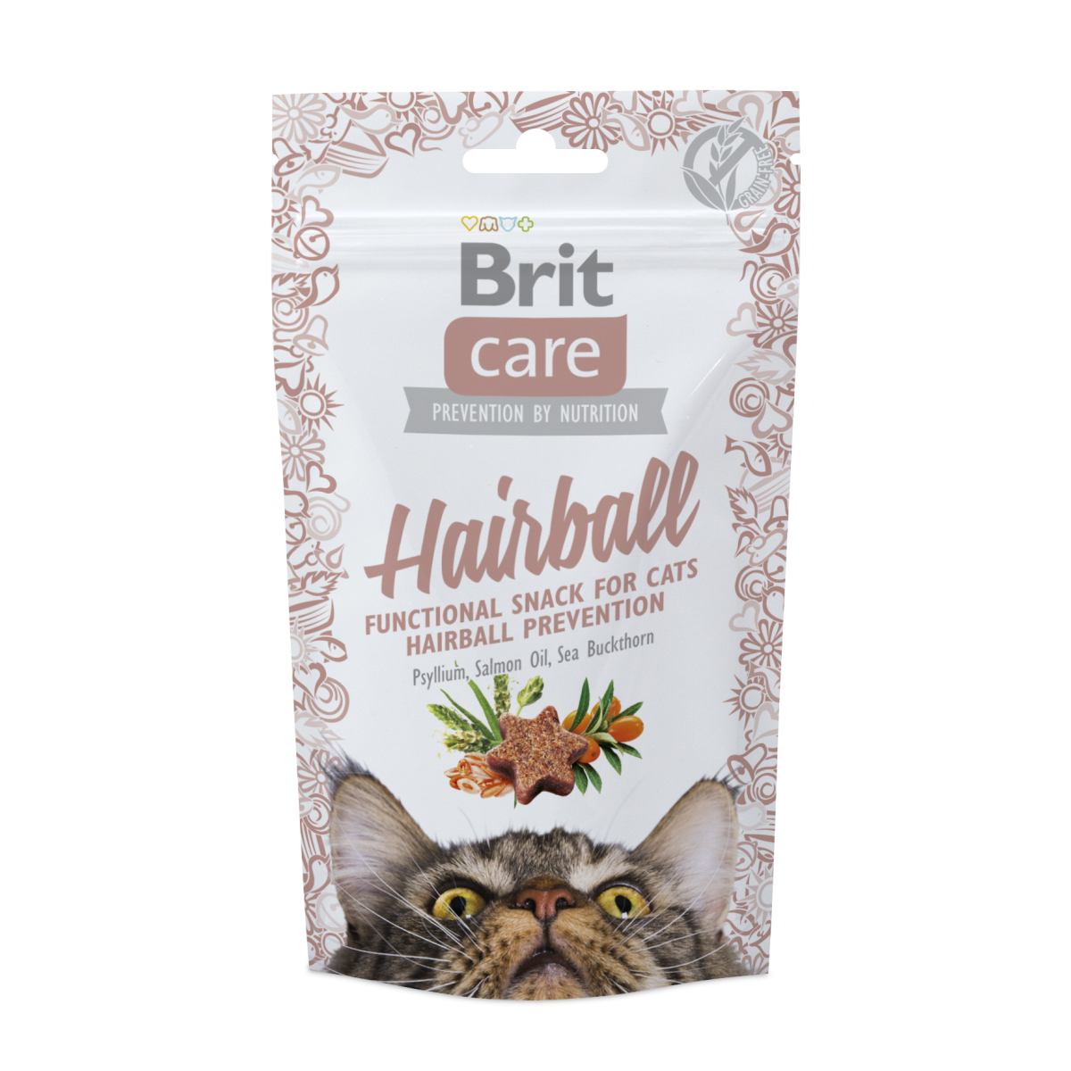 Лакомство для кошек Brit Care Functional Snack Hairball 50 г, для выведения шерсти