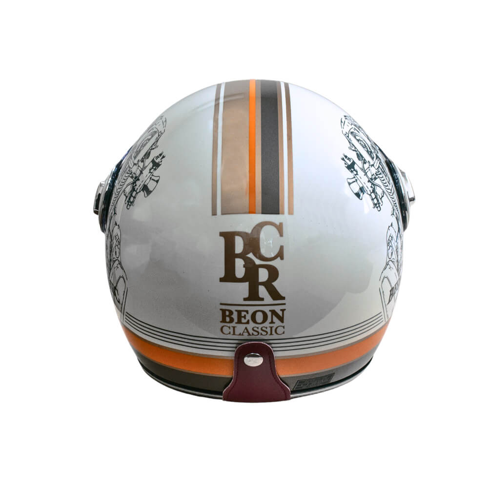 Мотошлем открытый Beon B-108A ABS 203 L Shiny Cream-Orange (298680)