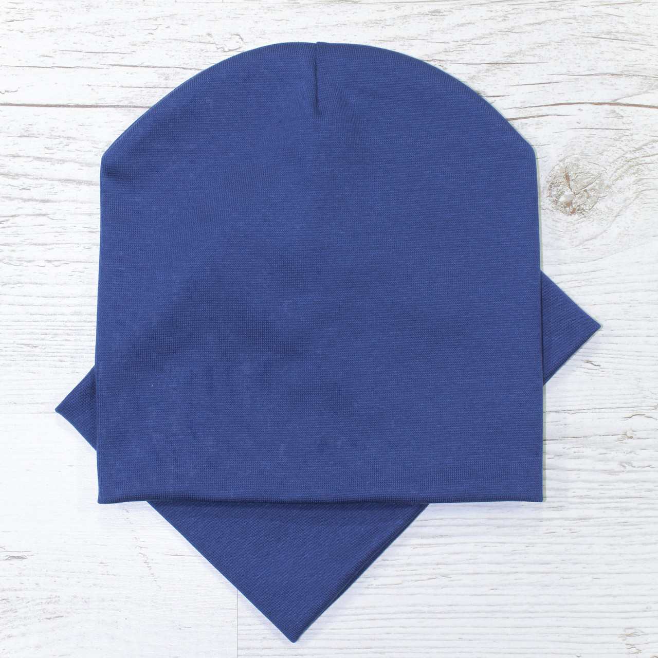 Детская шапка с хомутом КАНТА размер 48-52 Синий (OC-243)