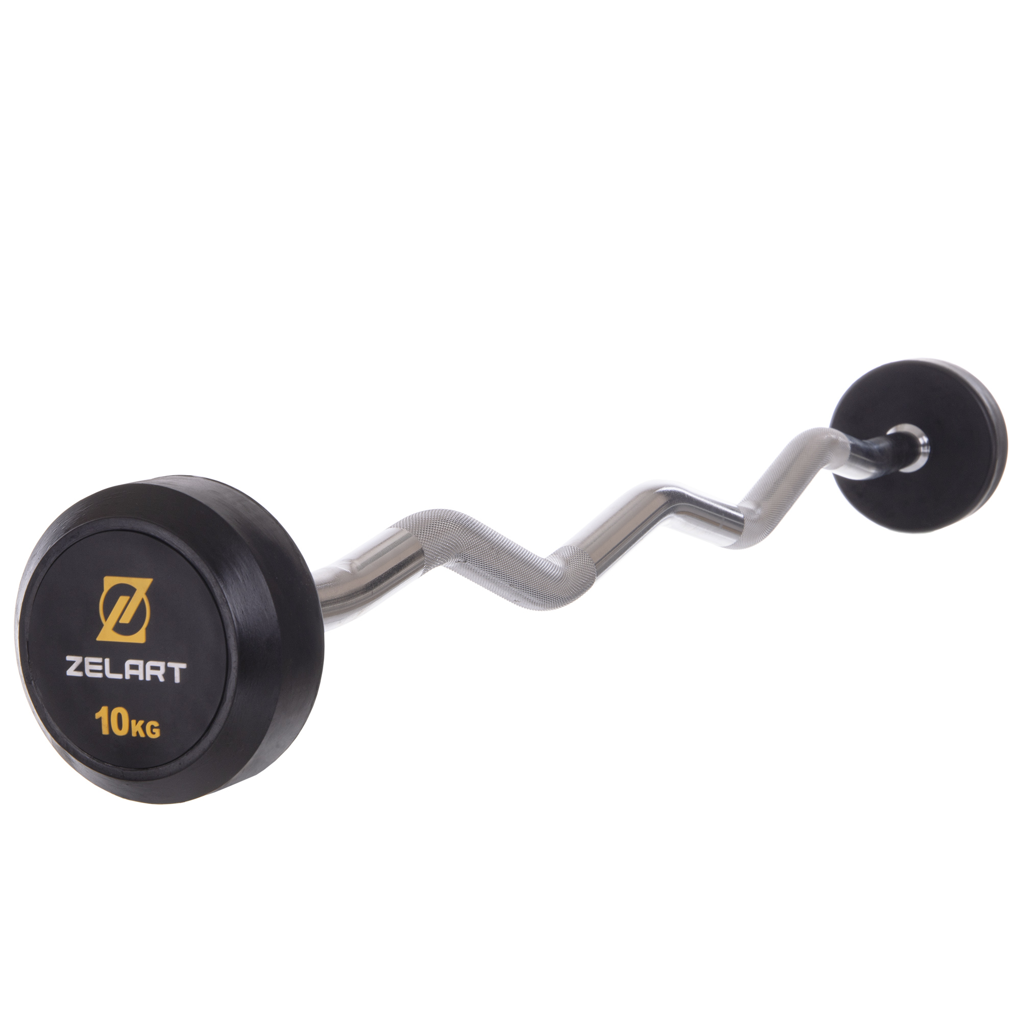 Штанга фиксированная изогнутая обрезиненная Zelart Rubber Coated Barbell TA-2687-10 10кг