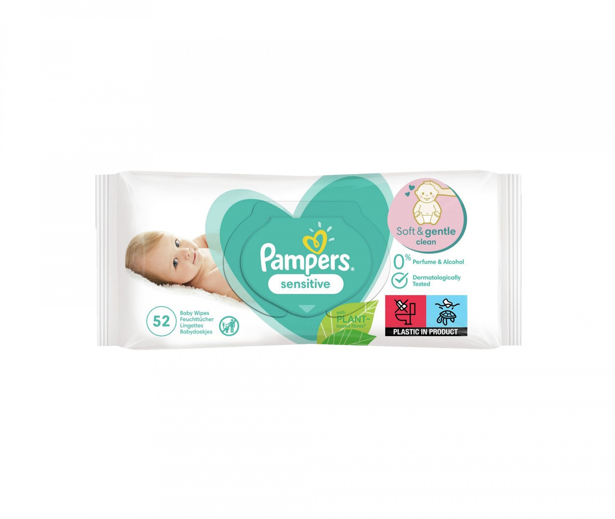 Дитячі вологі серветки Pampers Sensitive 52 шт