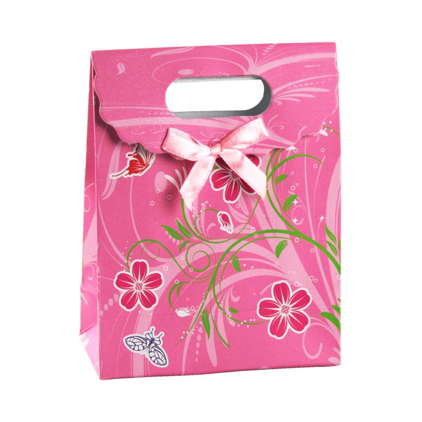 Сумочка подарункова Gift Bag Velcro Ренокюль 16.5х12.5х6 см Рожевий (13243)