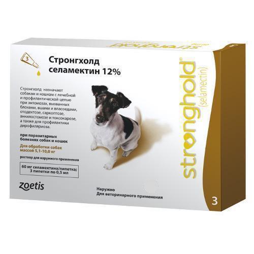 Краплі Zoetis Стронгхолд 12% для собак від 5-10 кг для боротьби та профілактики паразитів