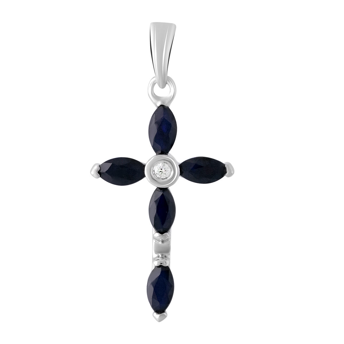 Серебряный крестик SilverBreeze с сапфиром 1.72ct (2107026)