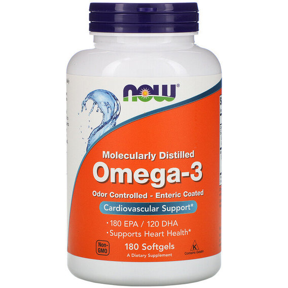 Омега 3 NOW Foods Omega-3 Molecularly Distilled Softgels 180 Softgels NOW-01657