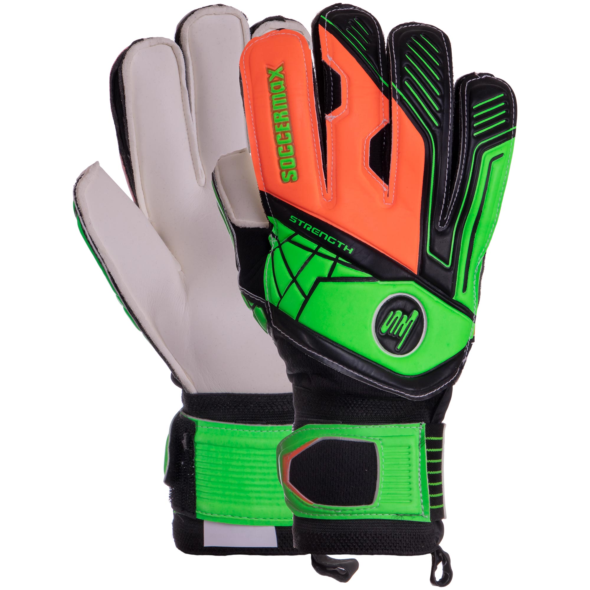 Перчатки вратарские SOCCERMAX GK-009 9 Оранжевый-зеленый