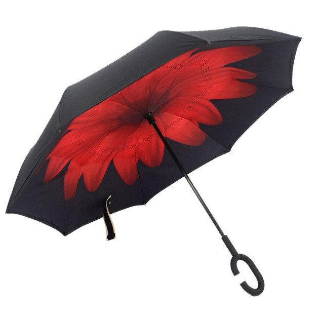 Зонт женский Up-Brella цветок Черно-красный (2907-9210)