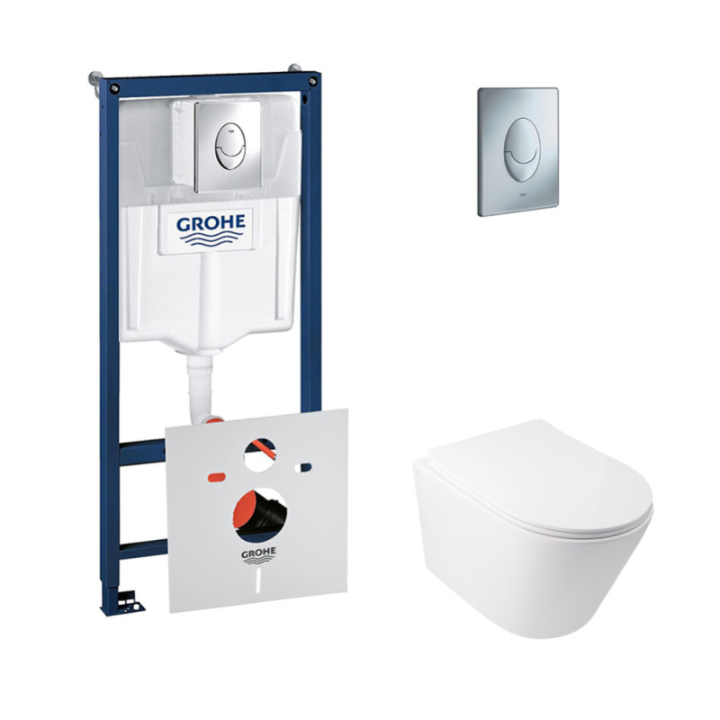Набір Інсталяція 4 В 1 Grohe Rapid Sl 38721001 Унітаз З Сидінням Qtap Swan Qt16335178W