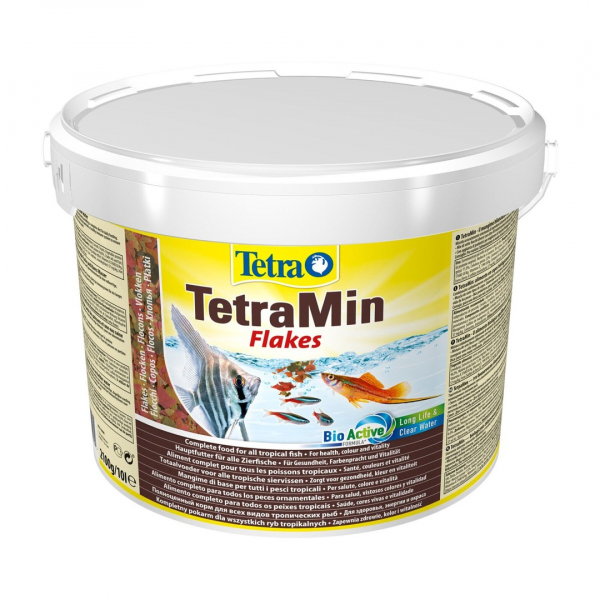 Сухой корм для аквариумных рыб Tetra в хлопьях TetraMin 10 л для всех аквариумных рыб