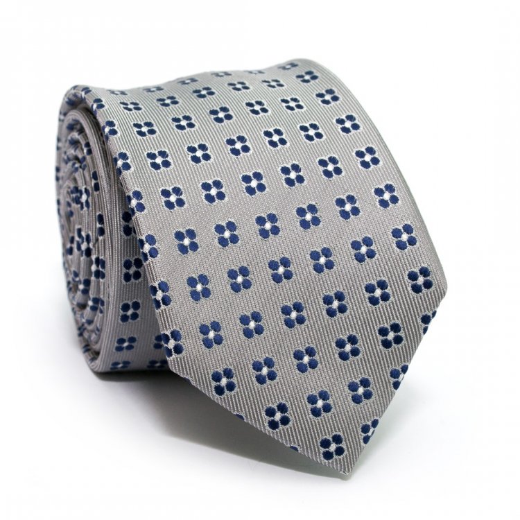 Краватка C&A Сірий З Синіми Квітами CA-4112
