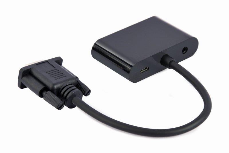 Адаптер Cablexpert VGA HDMI+VGA M/F 0.15 м Black (A-VGA-HDMI-02)