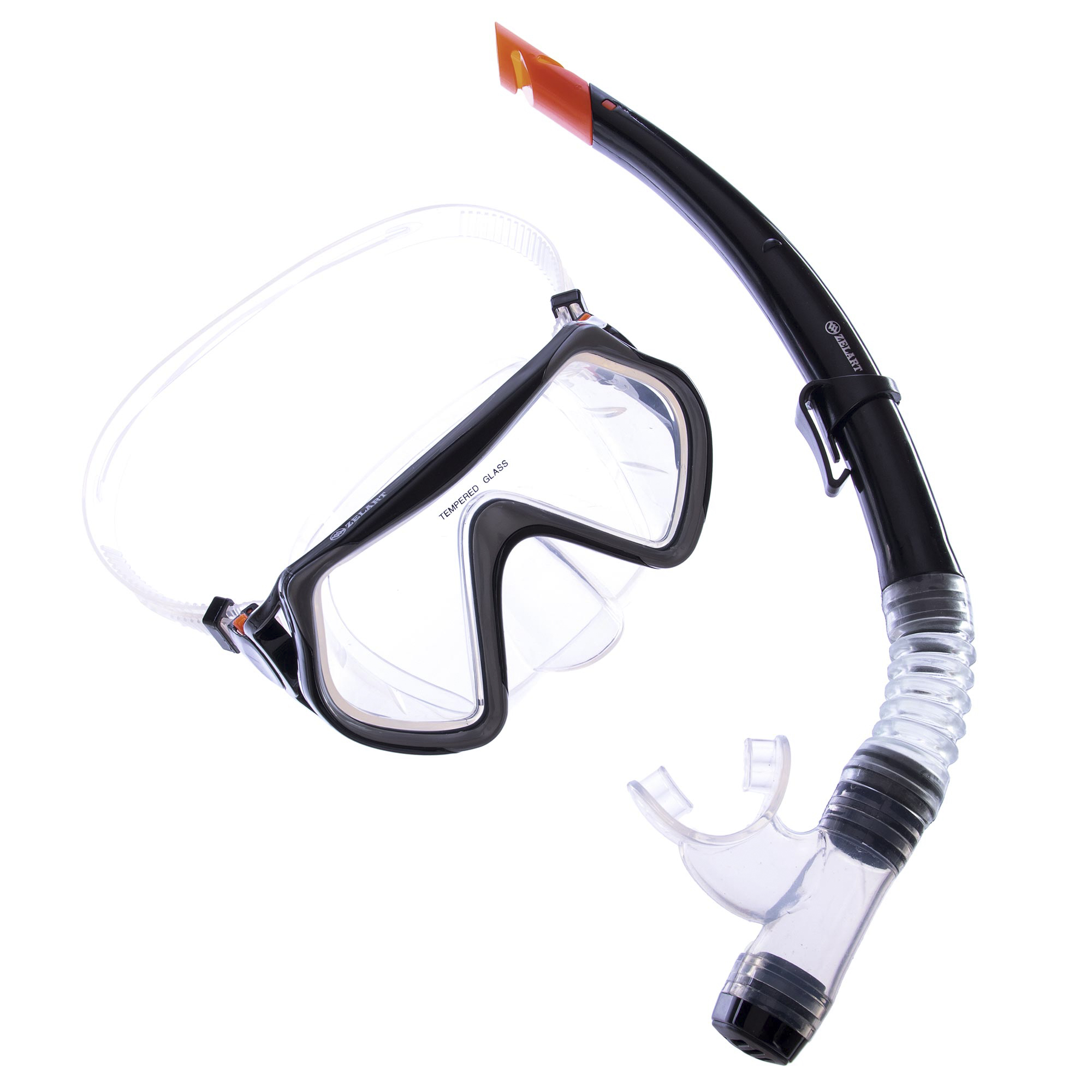 Набор для плавания маска с трубкой Zelart M166-SN52-PVC Черный-серый (PT0882)