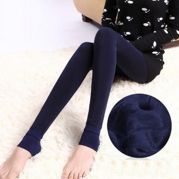 Легінси теплі на хутрі Fur з шкарпеткою S-XL Темно-синій (NA00027)
