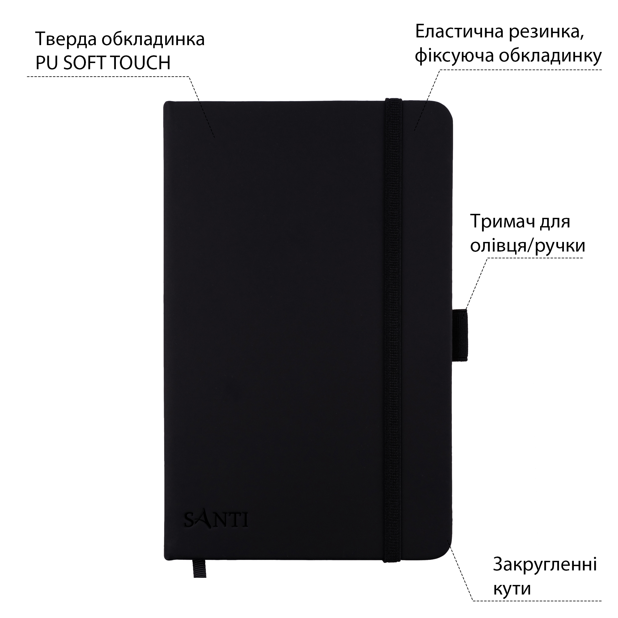 Скетчбук для графики Santi 13х21 см PU 110 г/м2 Черный 80 л (743182)