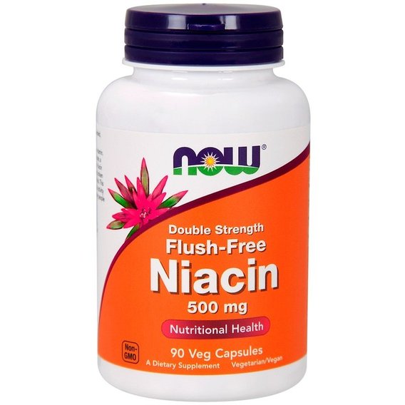 Ниацин NOW Foods Flush-Free Niacin 500 mg Double Strength 90 Veg Caps NF0498