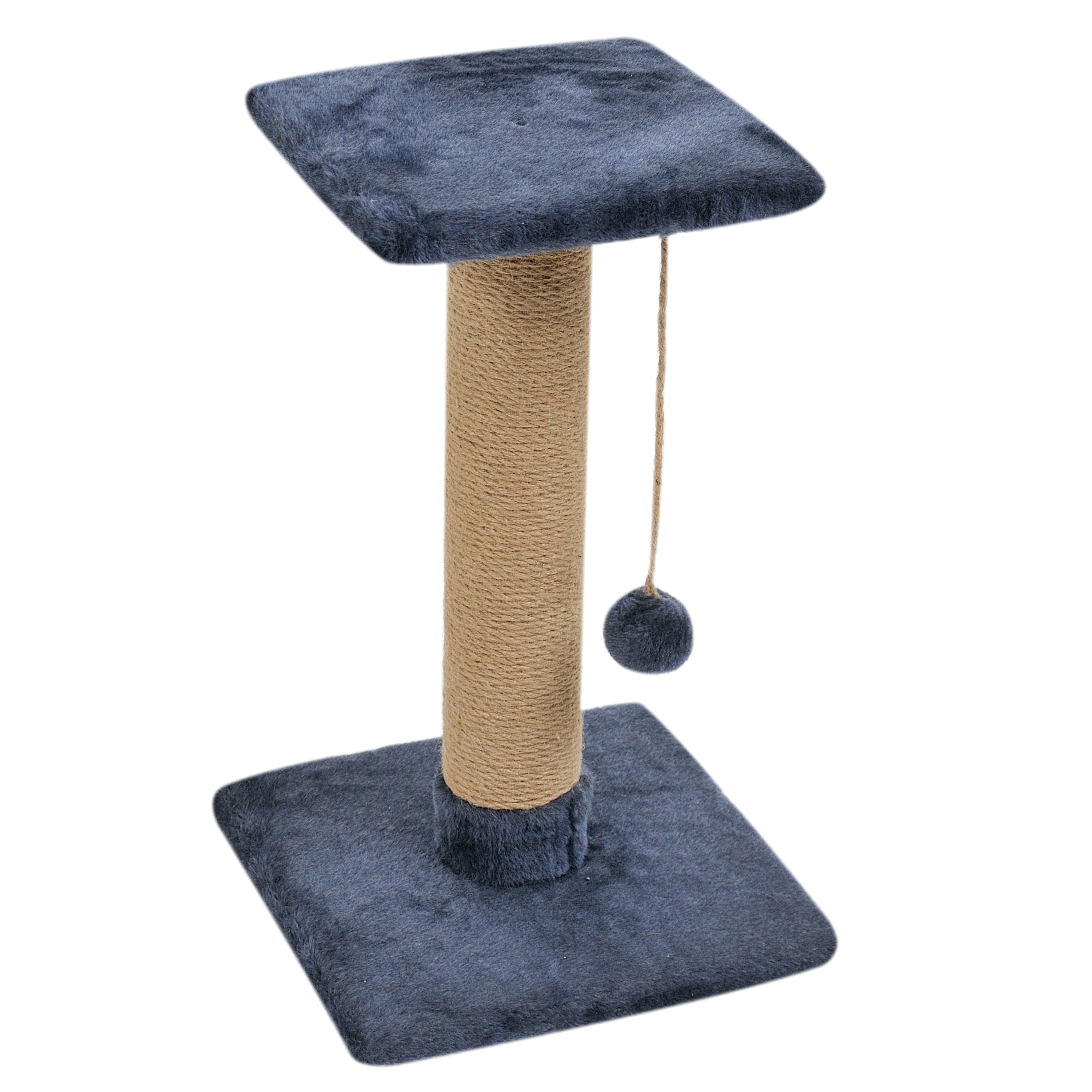 Когтеточка-столбик Кошкин Дом с полкой 33х33х50 см (дряпка) для кошки Синий