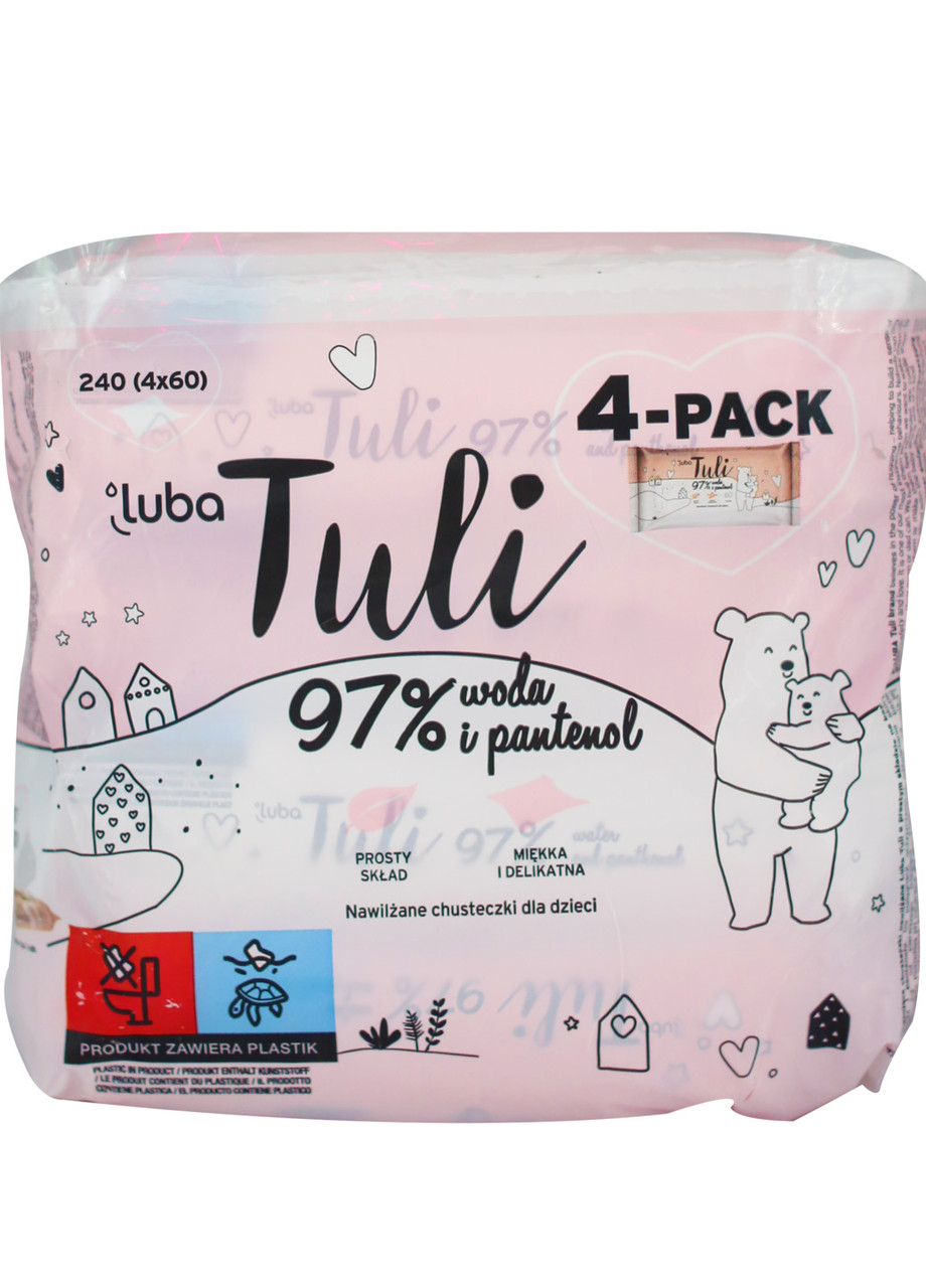 Детские влажные салфетки Luba Tuli 97% воды и пантенол 60*4 240 шт