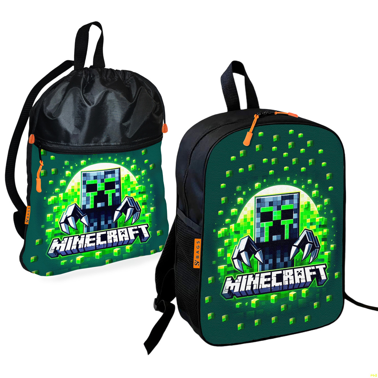 Дитячий шкільний рюкзак Minecraft з сумкою для взуття, водонепроникний, 2 шт