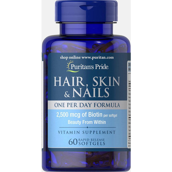 Комплекс для кожи, волос, ногтей Puritan's Pride Hair, Skin & Nails One Per Day Formula 60 Softgels