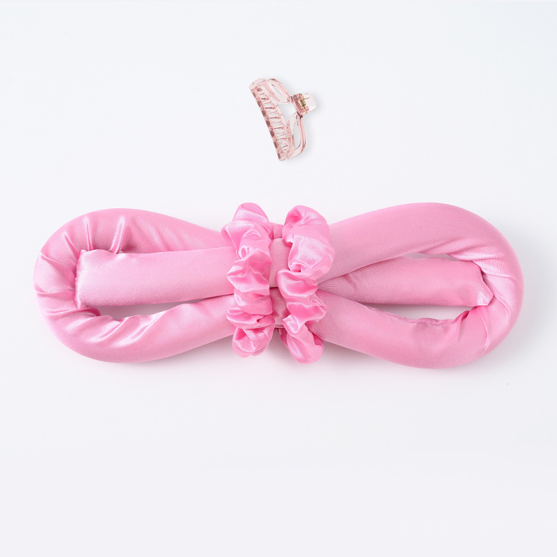 Мягкие атласные бигуди с крабиком для завивки волос ANbeauty Розовые (AN0103177)