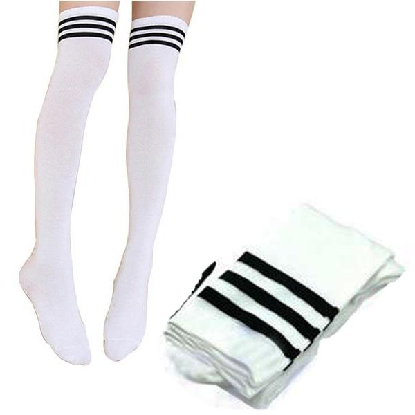 Гольфы с полосками one size 40 DEN белые Mic (Zibr)