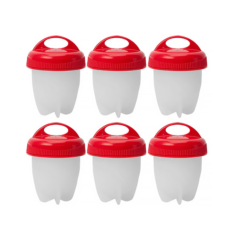 Формы для варки яиц без скорлупы Lesko Silicone Egg Boil 6 шт Красный