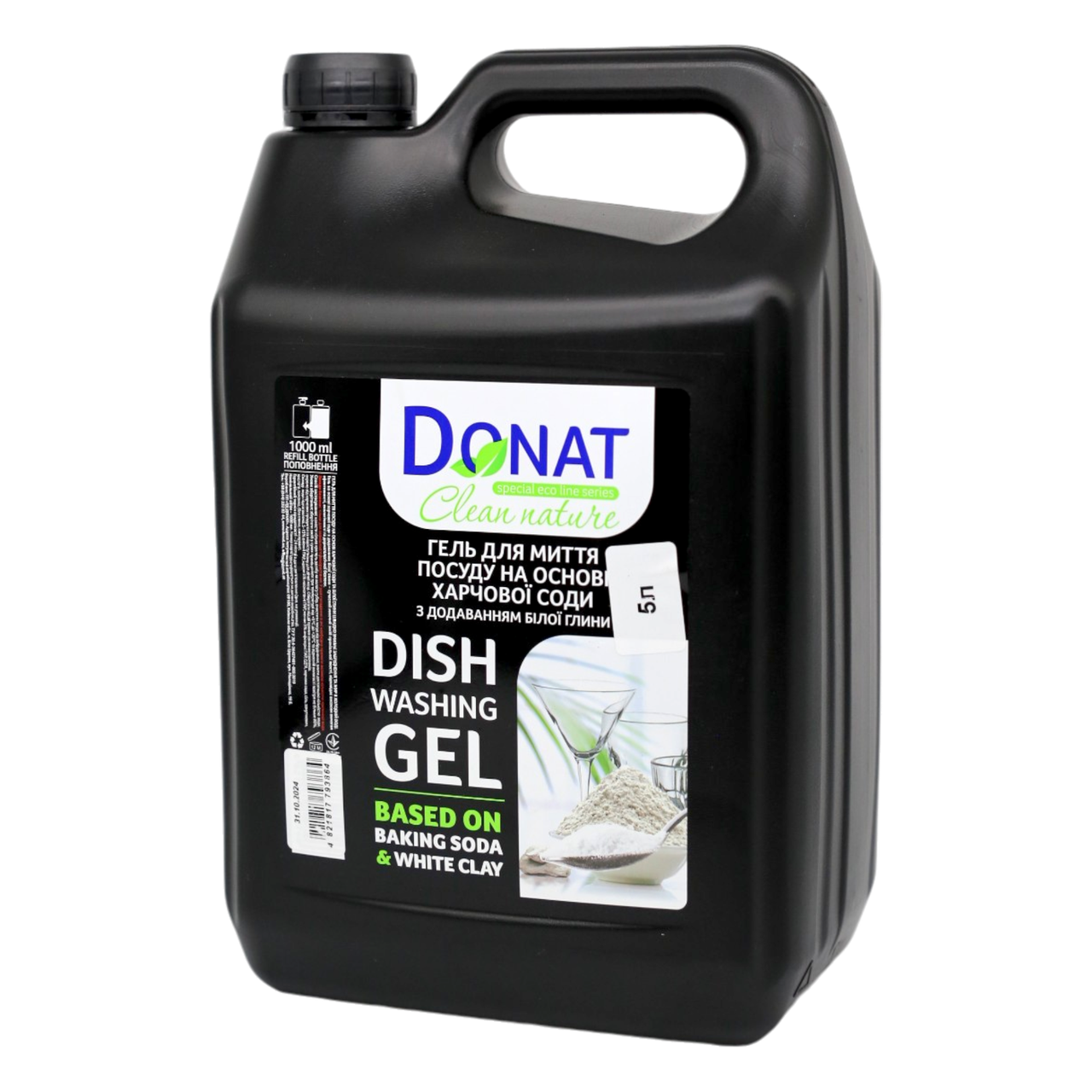 Гель для мытья посуды Donat Clean Nature на основе пищевой соды с белой глиной 5 л