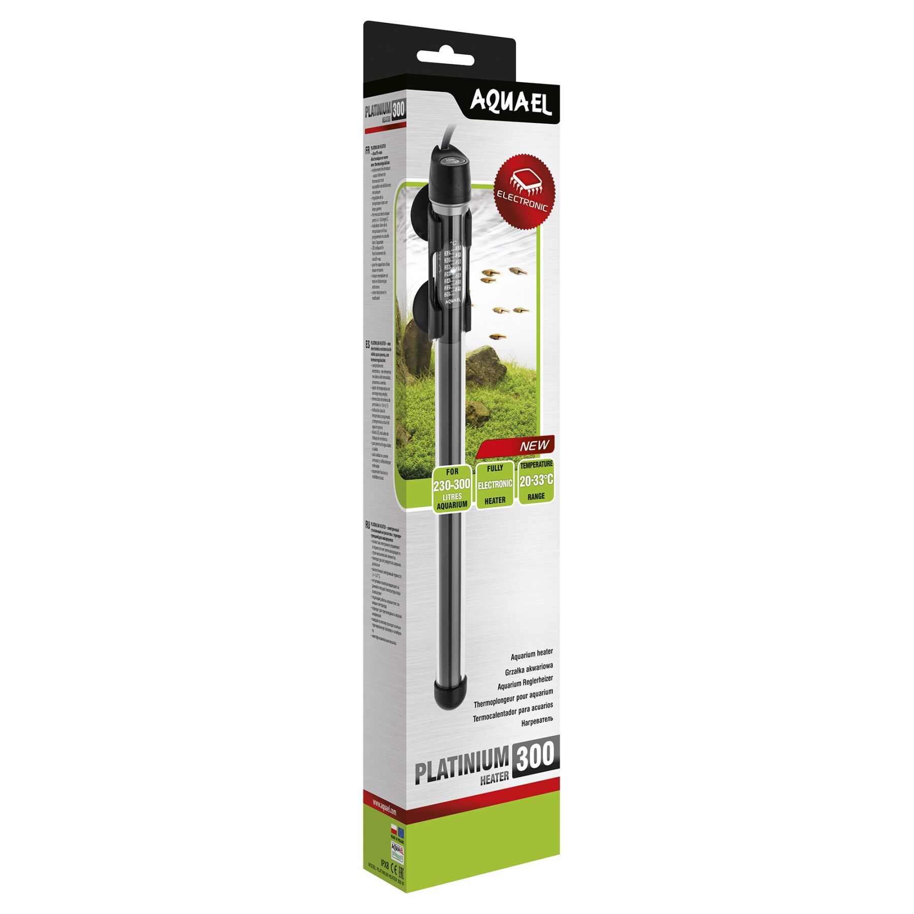 Терморегулятор для аквариума Aquael Platinum Heater 300W на 230-300 л с электронным термостатом 36 см Черный (121221)