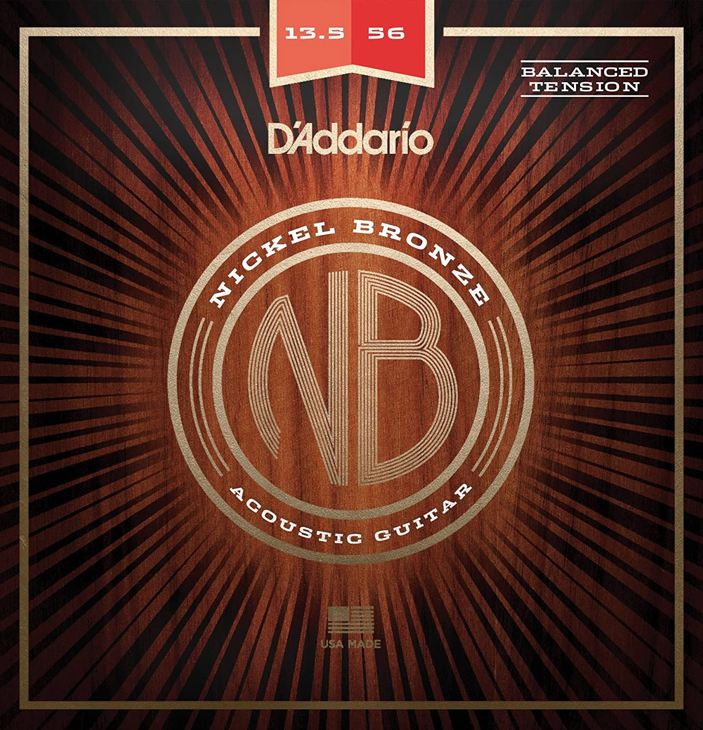 Струны для акустической гитары D'Addario NB13556BT Nickel Bronze Balanced Tension Light Acoustic Guitar Medium 13,5/56