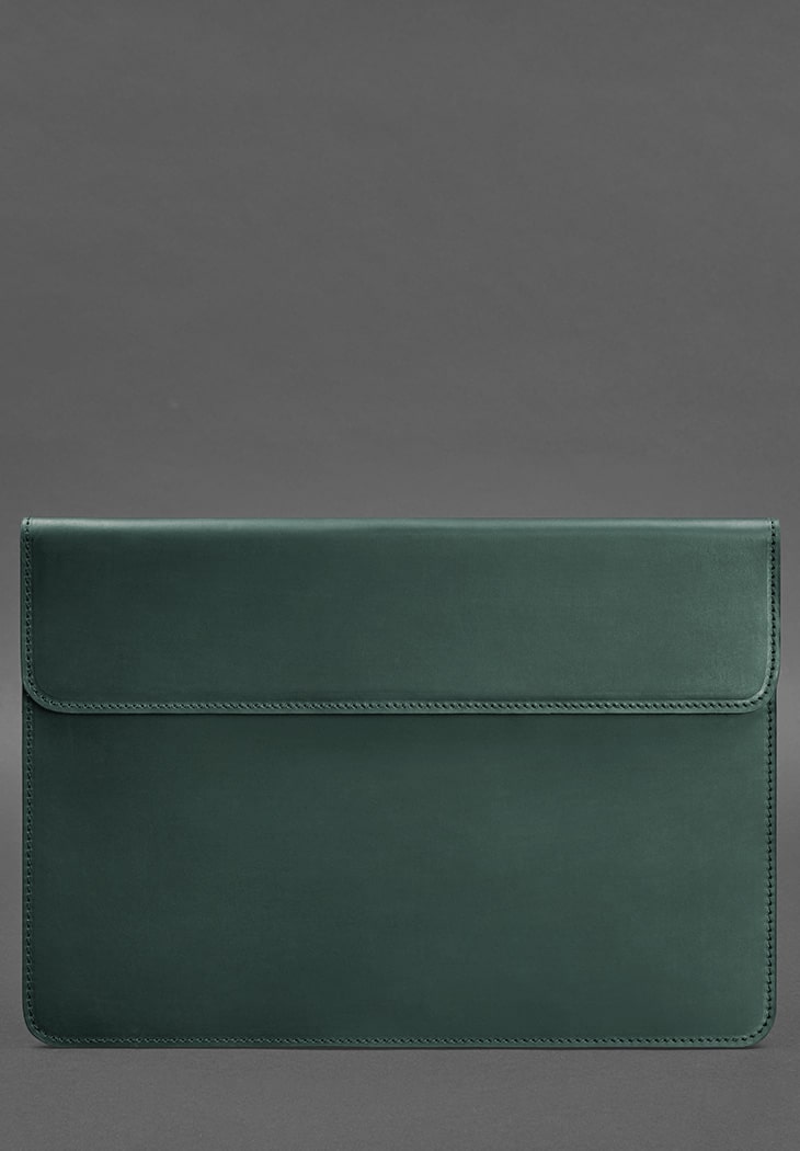Кожаный чехол-конверт на магнитах для MacBook 16 дюйм Зеленый Crazy Horse BlankNote