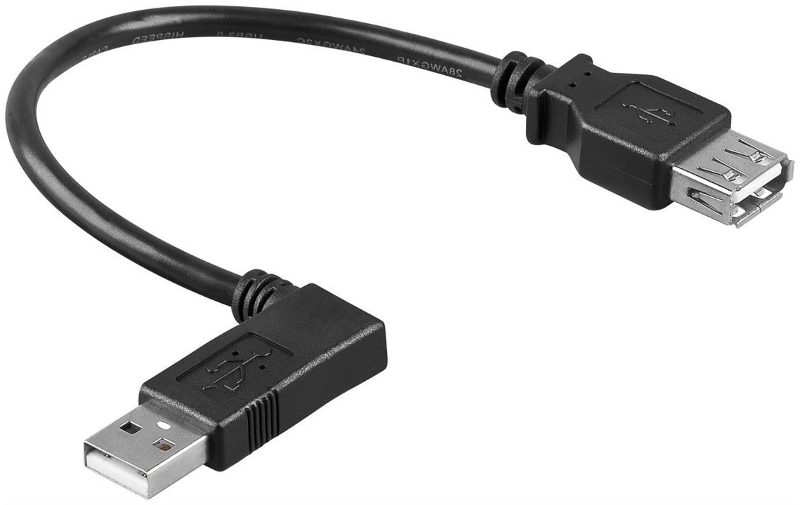 Кабель пристроїв-подовжувач Lucom USB2.0 A M/F 0.5m AWG24+28 90°вліво 2xShielded чорний (25.02.5084)