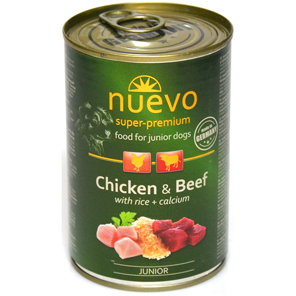 Влажный корм Nuevo DOG PUPPY JUNIOR Chicken Beef Rice Calcium 400 г