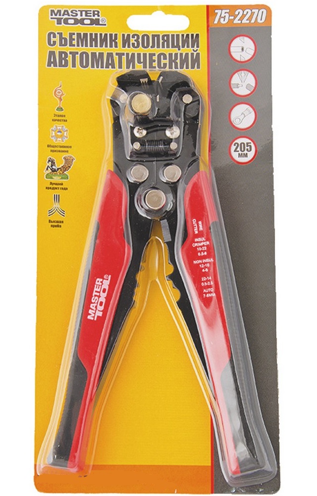 Клещи автоматические для снятия изоляции MASTERTOOL 0.2-6.0 мм² CrMoV Red (75-2270)