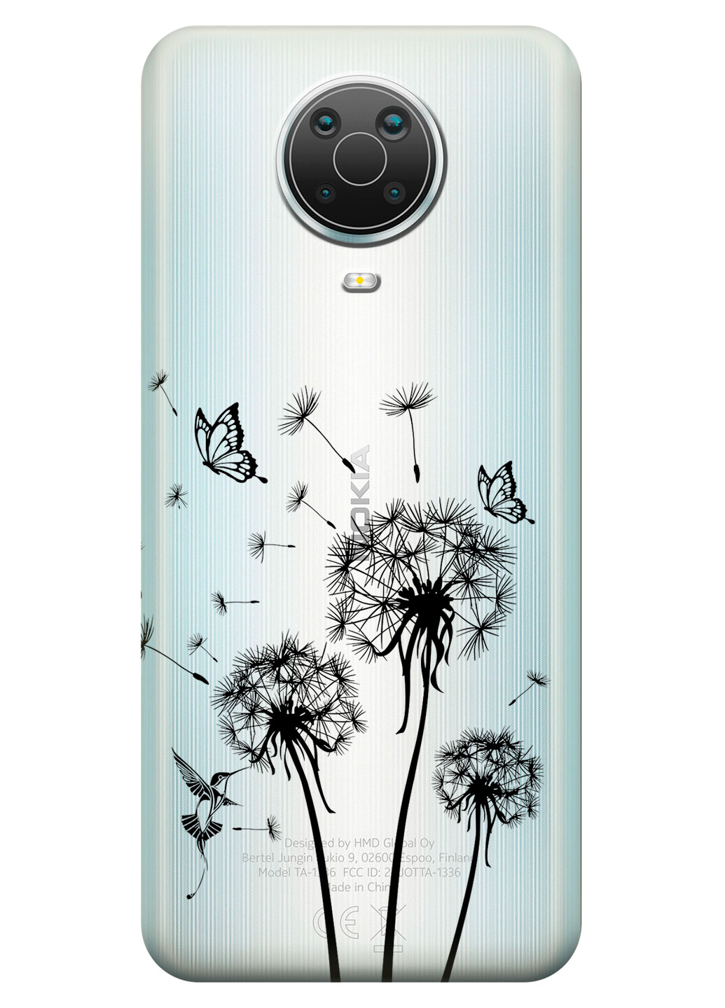 Прозрачный силиконовый чехол iSwag для Nokia G20 с рисунком - Одуванчики (KS15196)