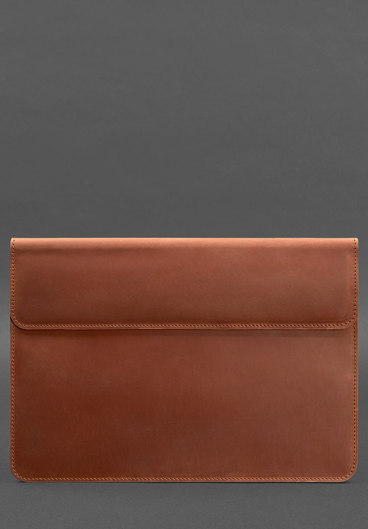 Кожаный чехол-конверт на магнитах для MacBook 15 дюйм Светло-коричневый Crazy Horse BlankNote