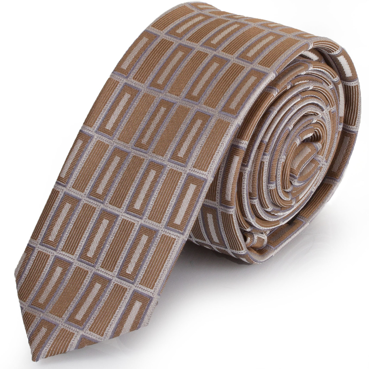 Полиэстеровый узкий галстук Schonau - 15 Коричневый
