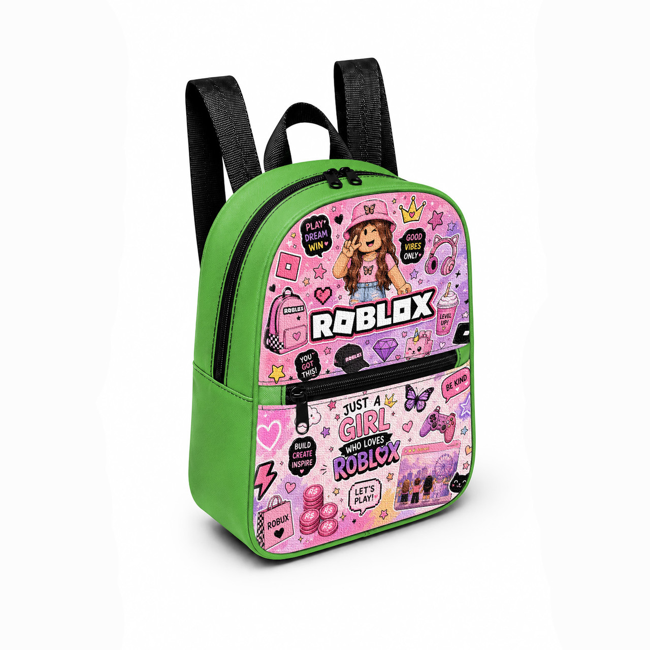 Дитячий міні-рюкзак Roblox для дівчинки зелений 28×24×10 см