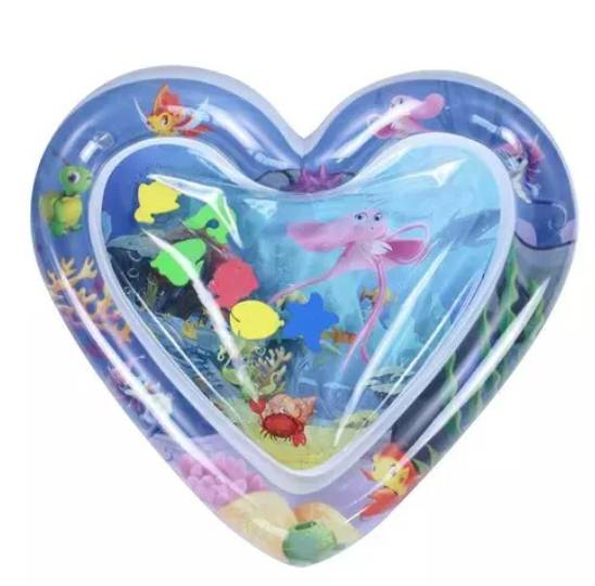 Детский развивающий водный коврик Сердце с рыбками (S888910021)
