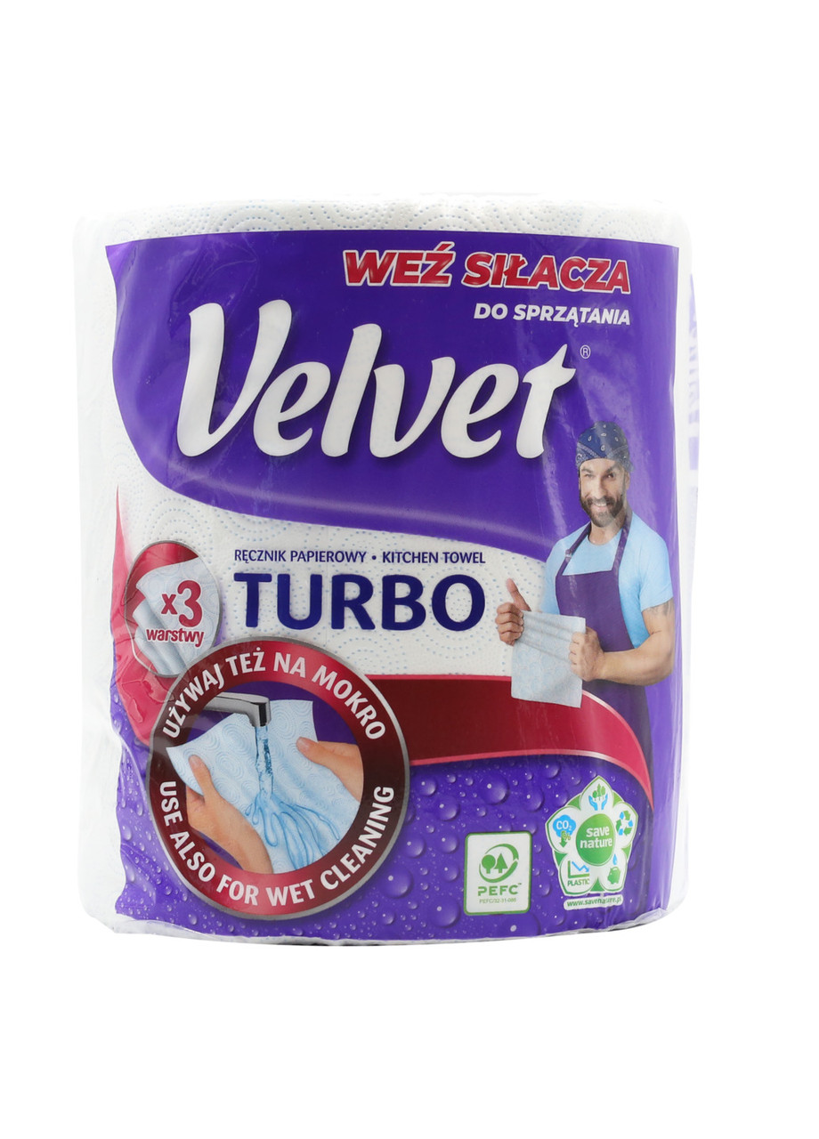 Бумажные полотенца Velvet Turbo трехслойные 1 рулон 340 отрывов