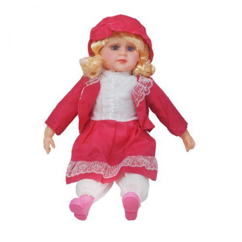 Мила м'яка лялька у сукні та капелюшку (малиновий) sv-79