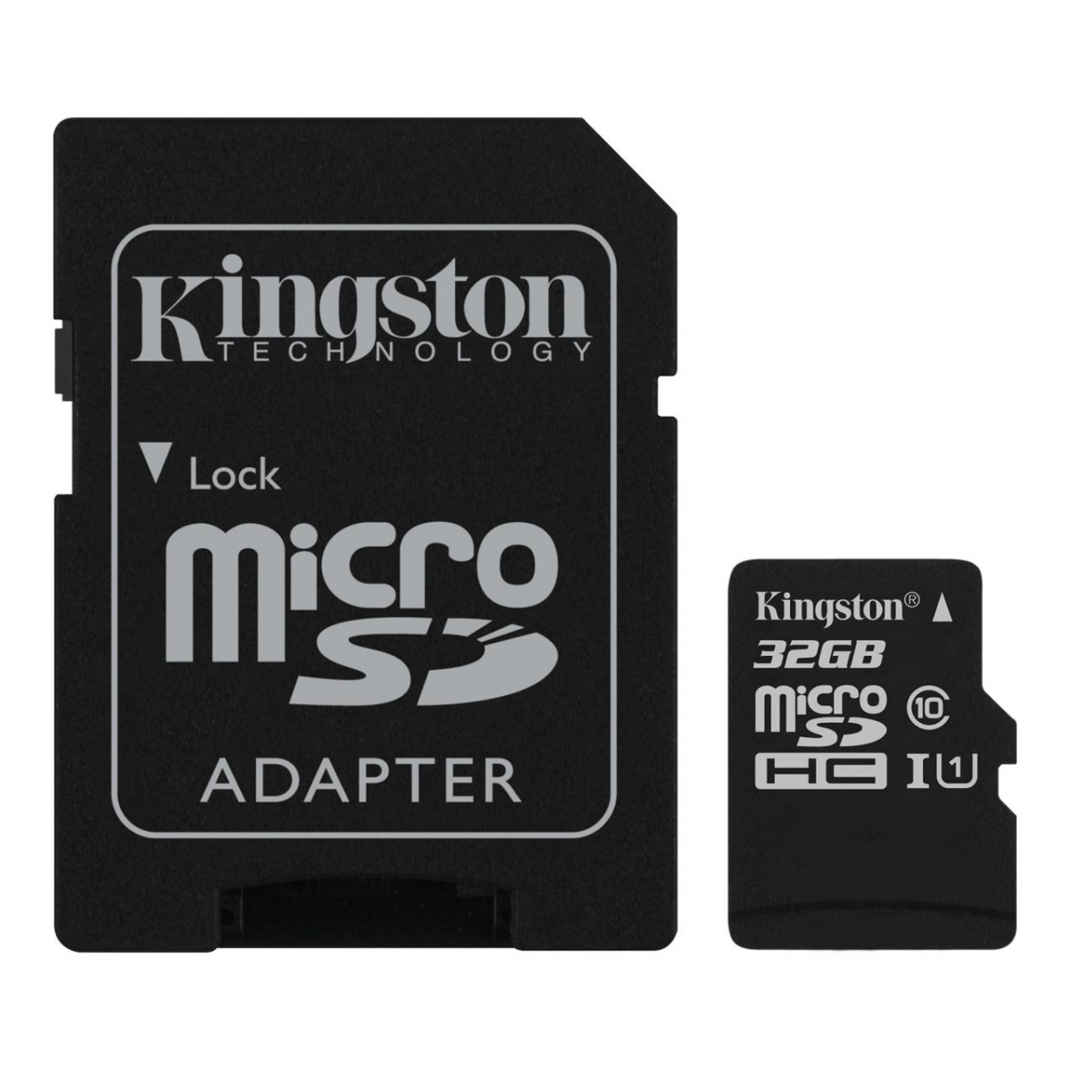 Карта памяти Kingston Canvas microSDHC + SD adapter SDCS/32GB 32GB, Class10, UHS-I, 80MB/s (103841032)