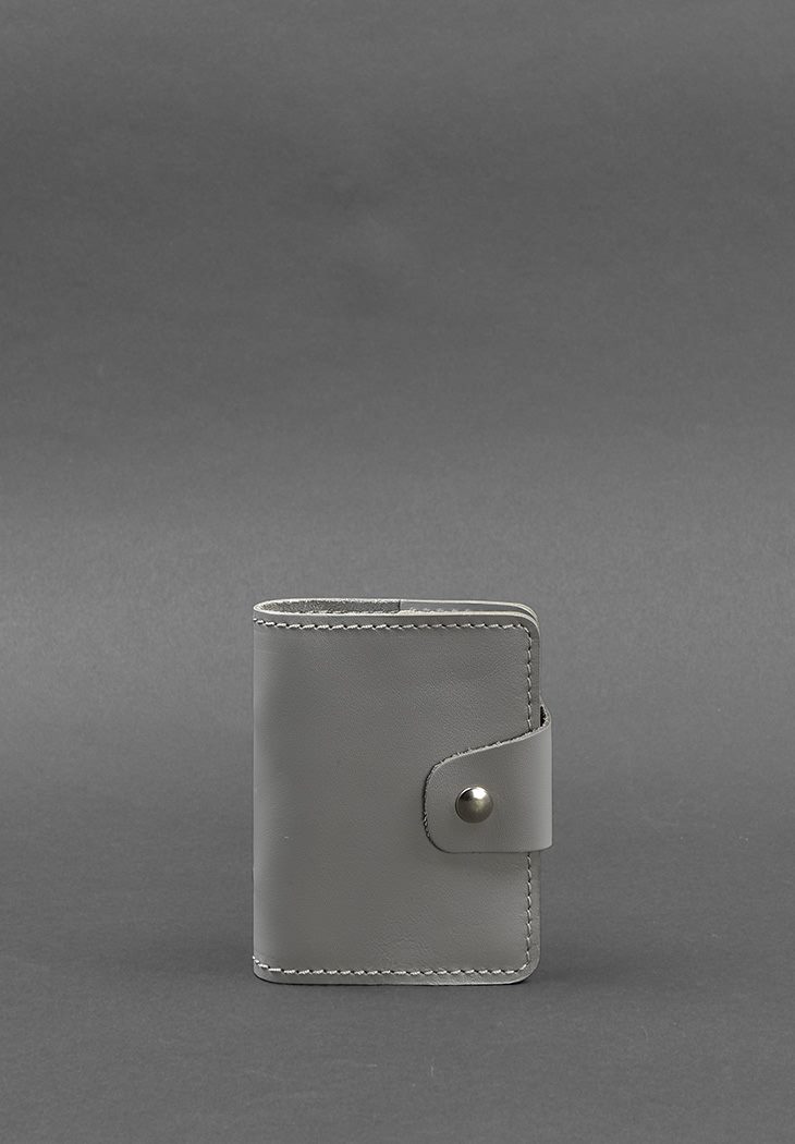 Женский кожаный кард-кейс 7.1 (Книжечка) серый BlankNote
