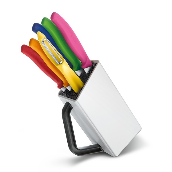 Набір кухонних ножів та підставки Victorinox Swiss Classic Utility Block 7 предметів Різнокольорові (6.7127.6L14)