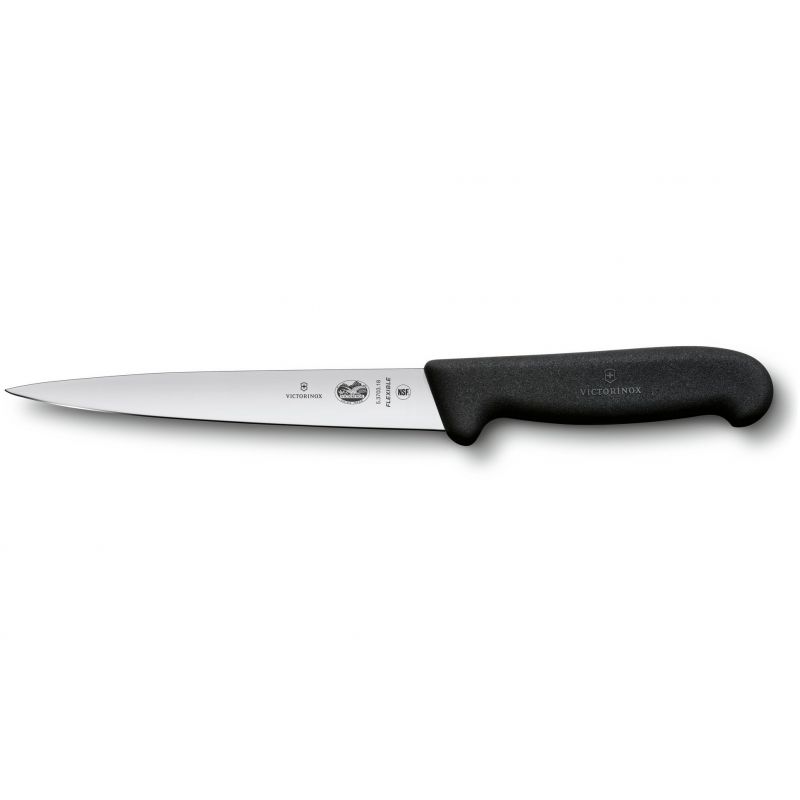 Кухонный нож Victorinox Fibrox Filleting Flex для филе 18 см Черный (5.3703.18)